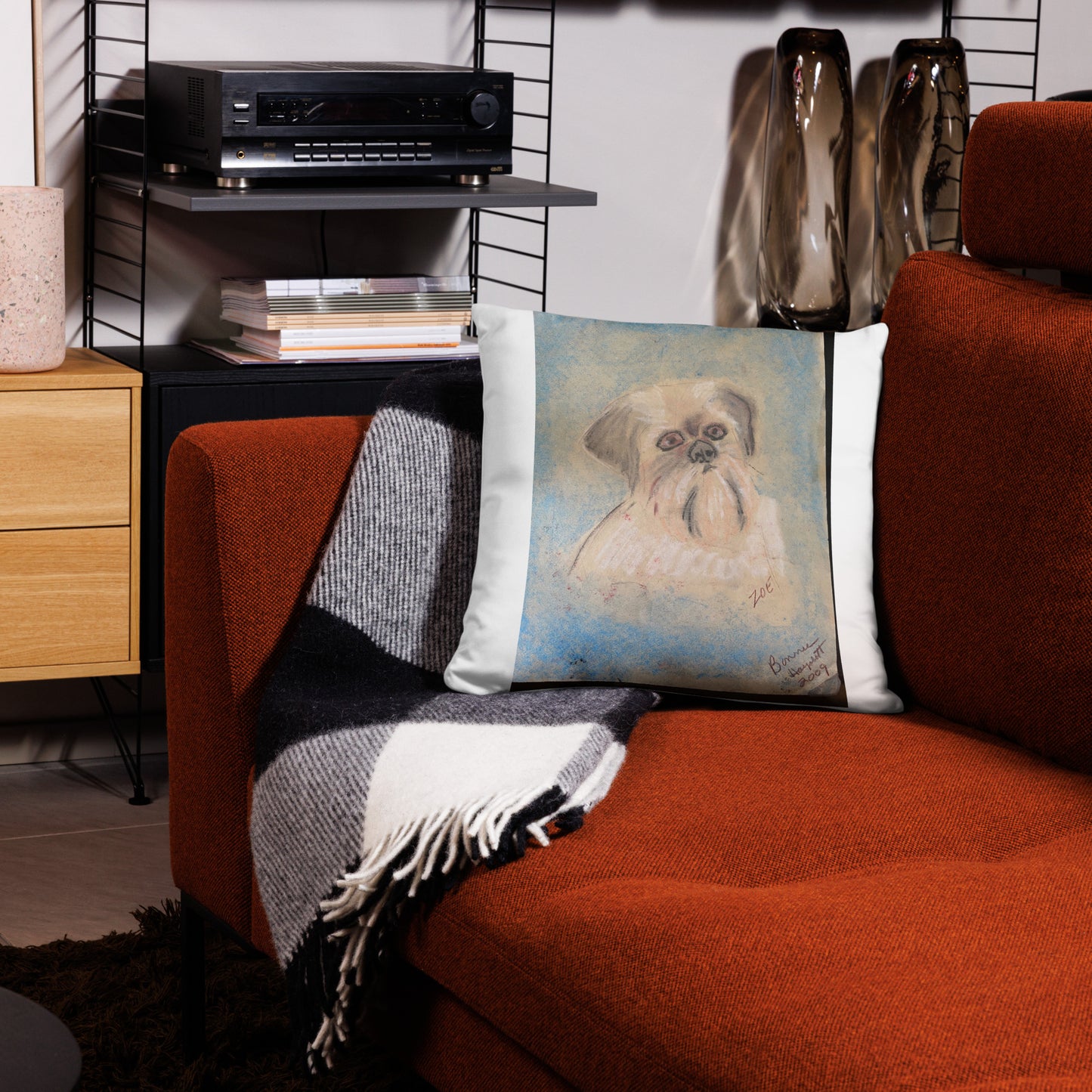 Basic Pillow with custom artwork in pastels.