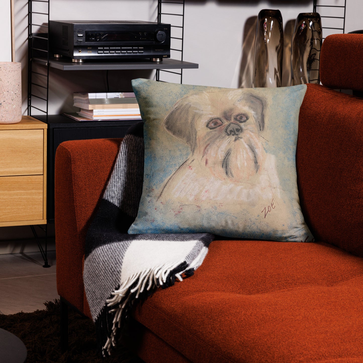 Basic Pillow with custom artwork in pastels.