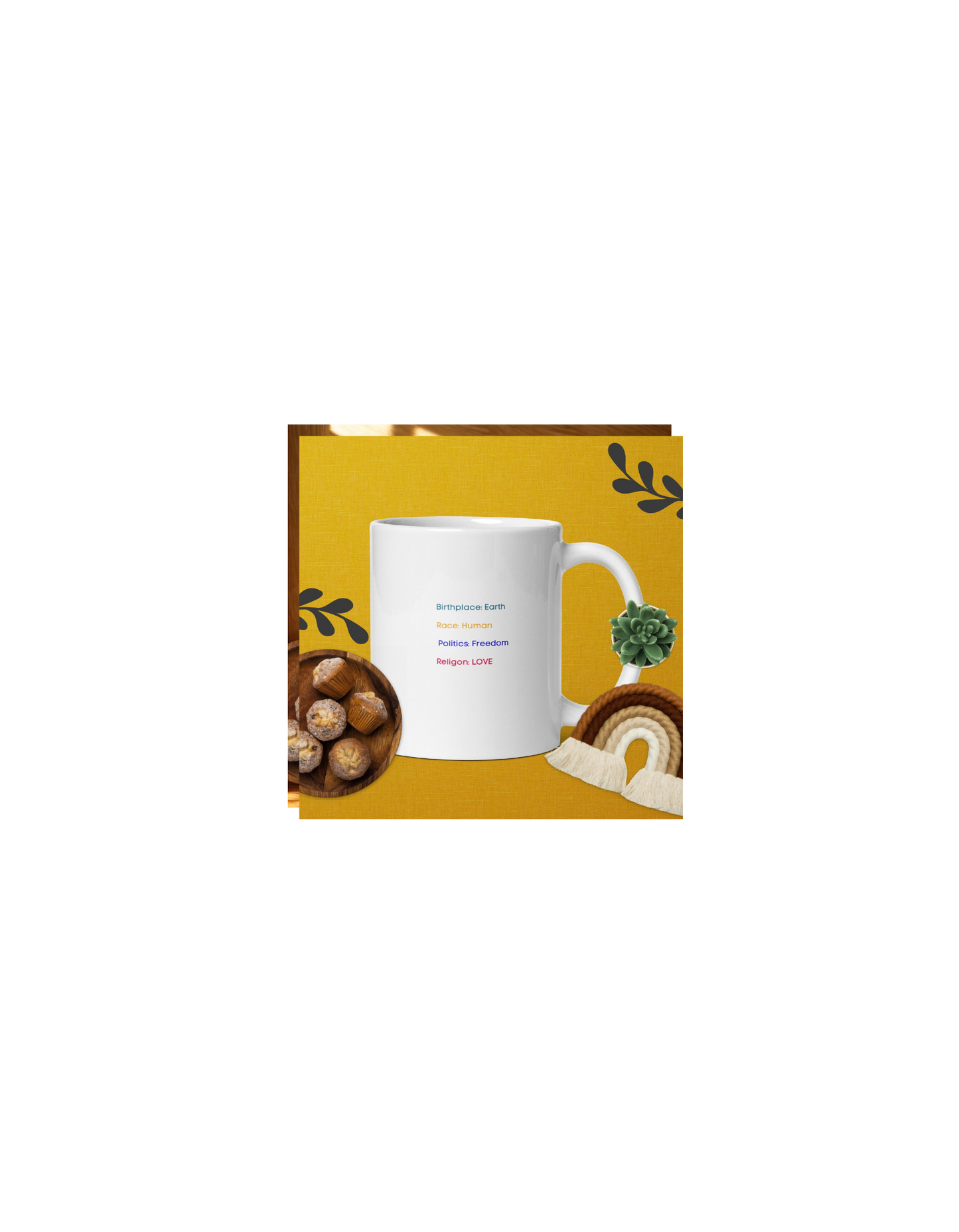White glossy mug with uplifting message