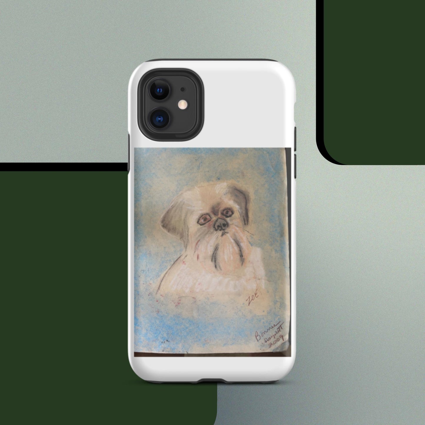 Tough iPhone case with original pet portrait