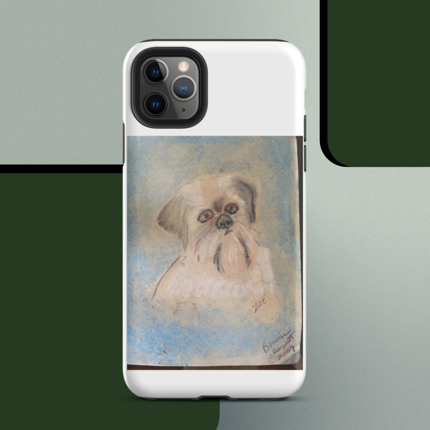 Tough iPhone case with original pet portrait