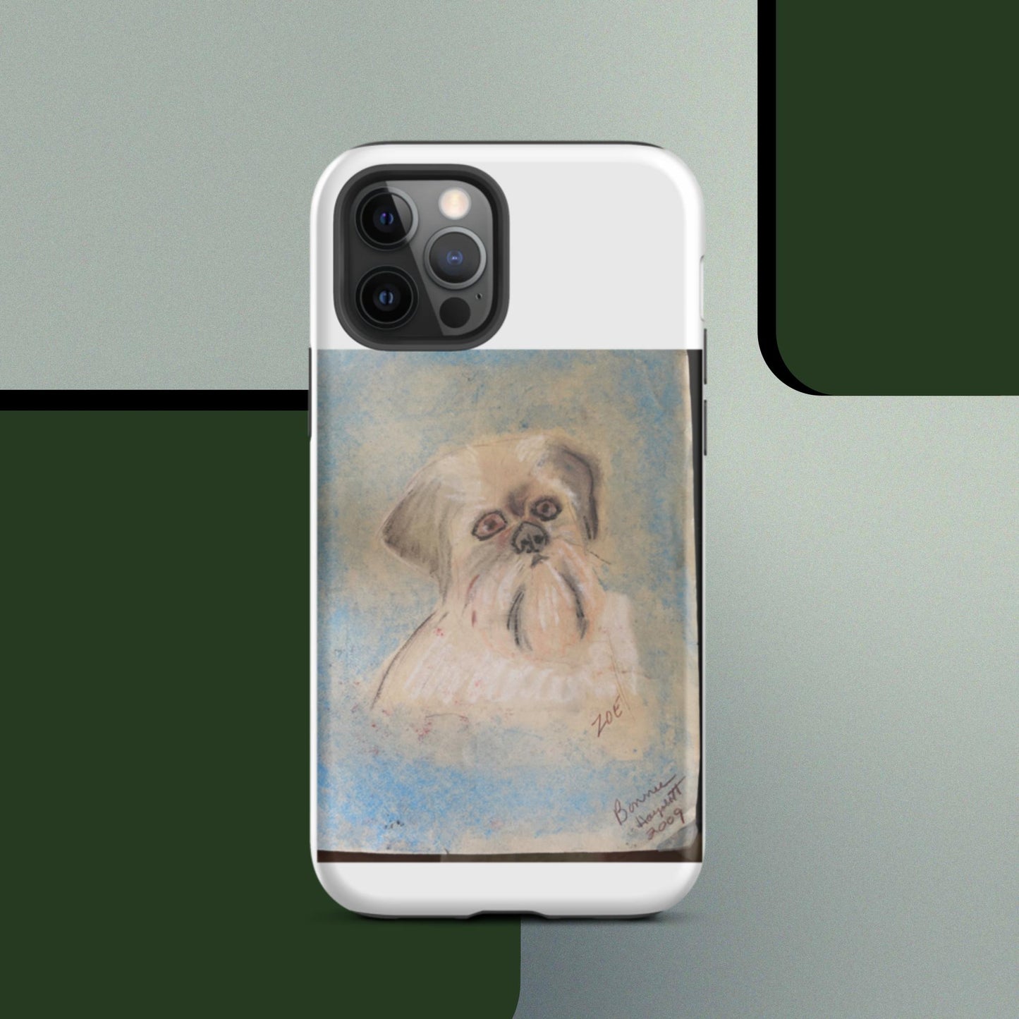 Tough iPhone case with original pet portrait