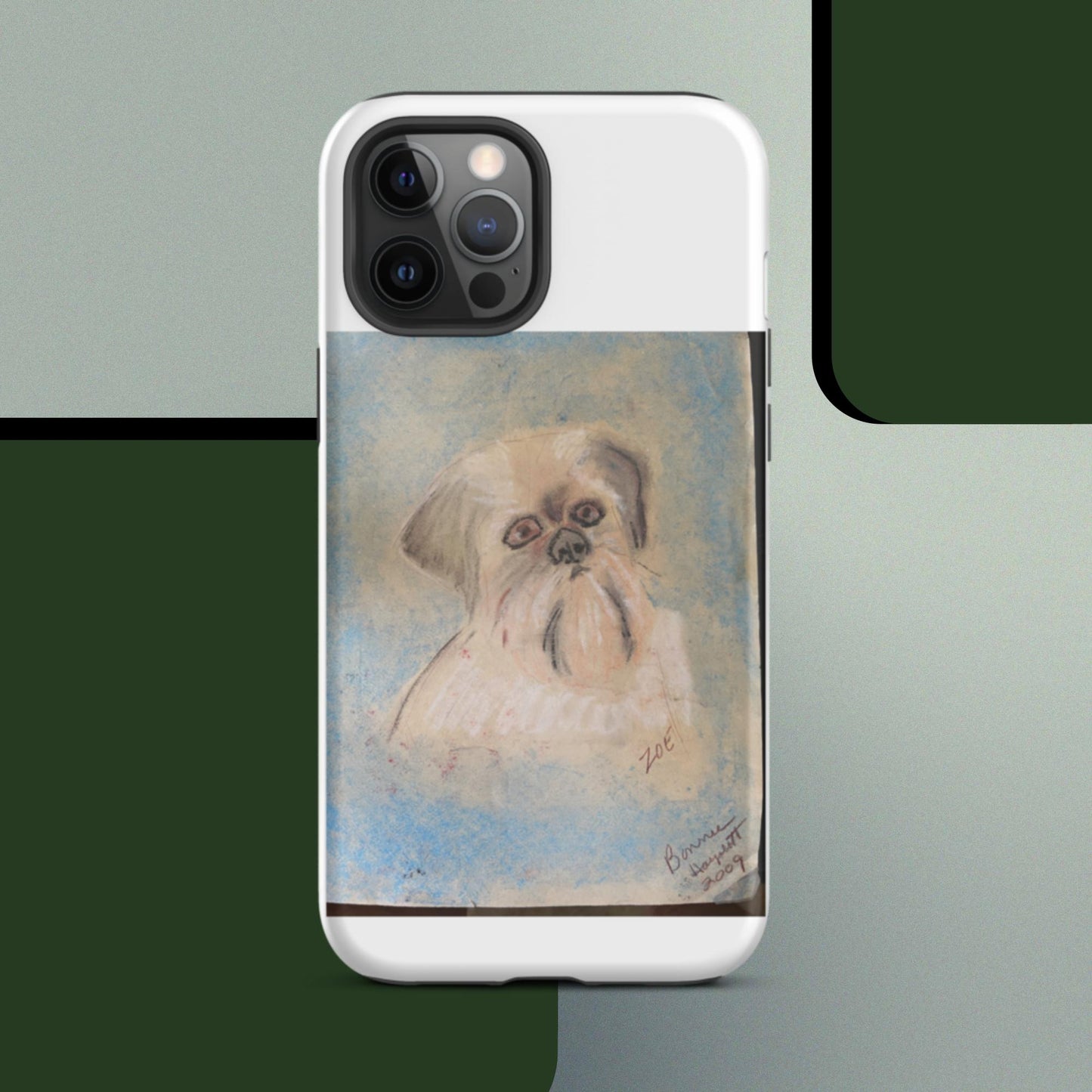 Tough iPhone case with original pet portrait