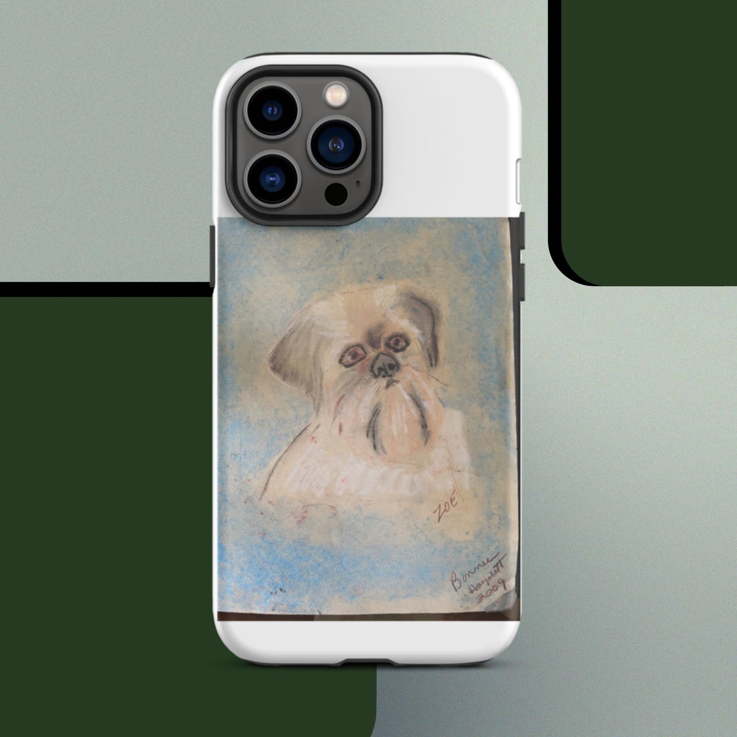 Tough iPhone case with original pet portrait