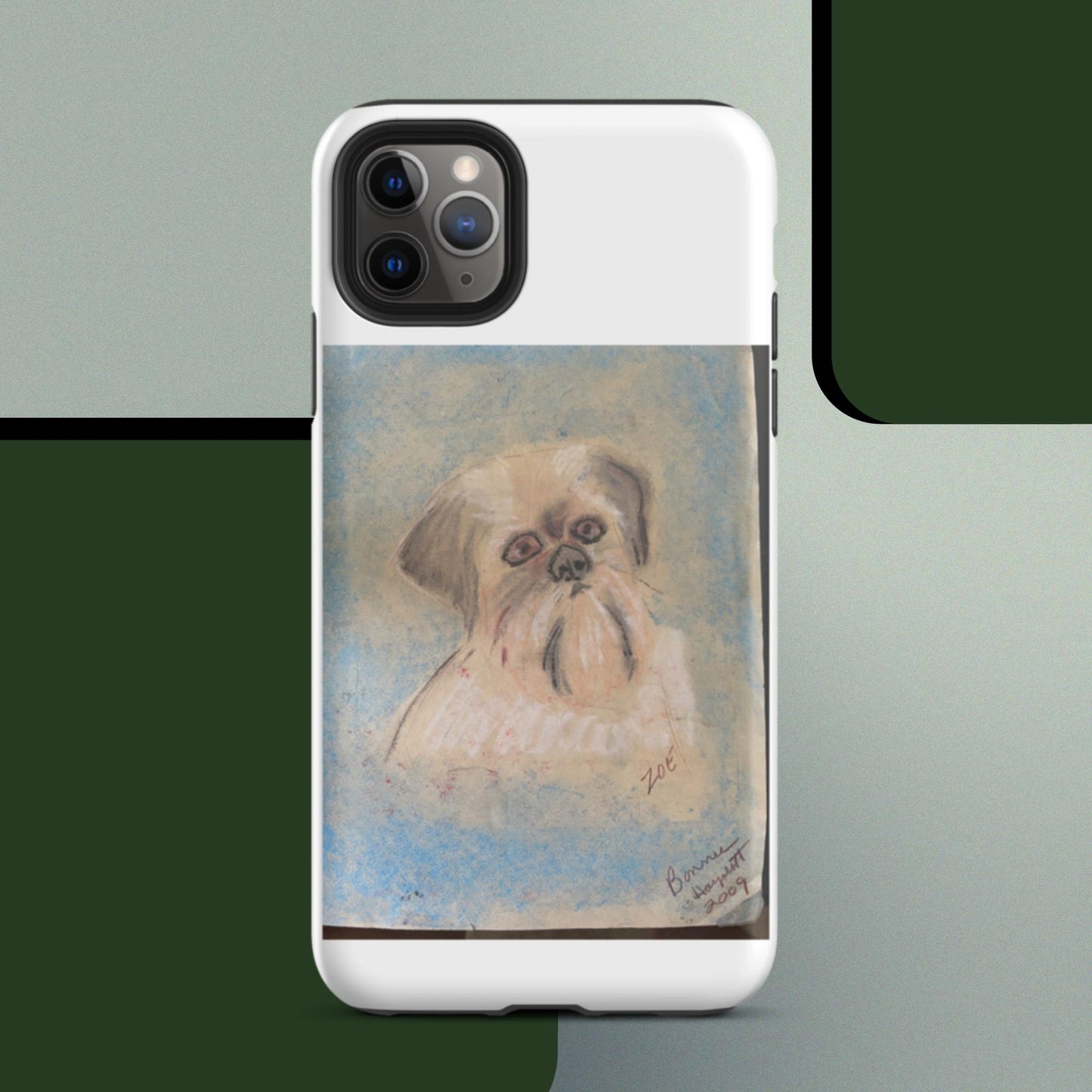 Tough iPhone case with original pet portrait