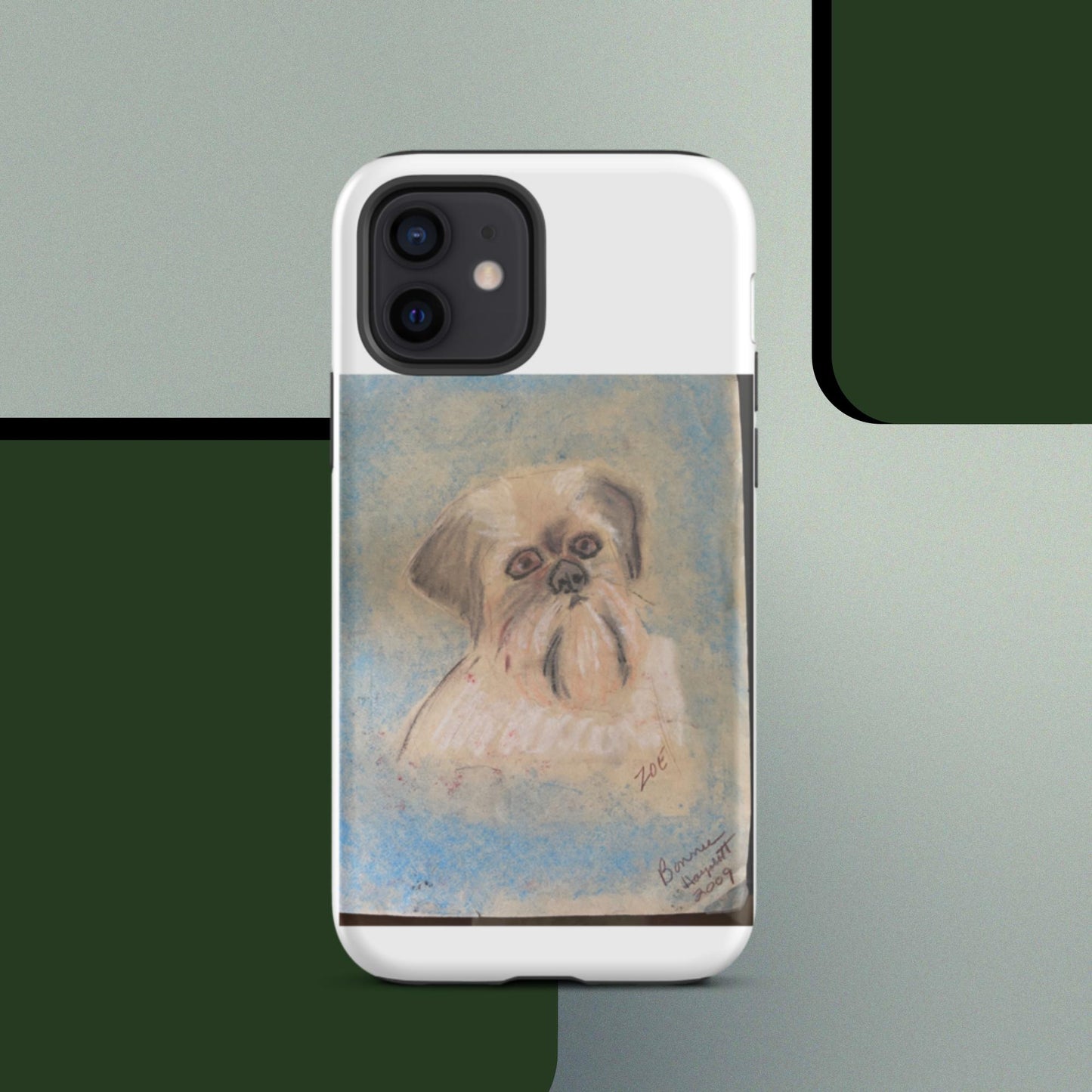 Tough iPhone case with original pet portrait