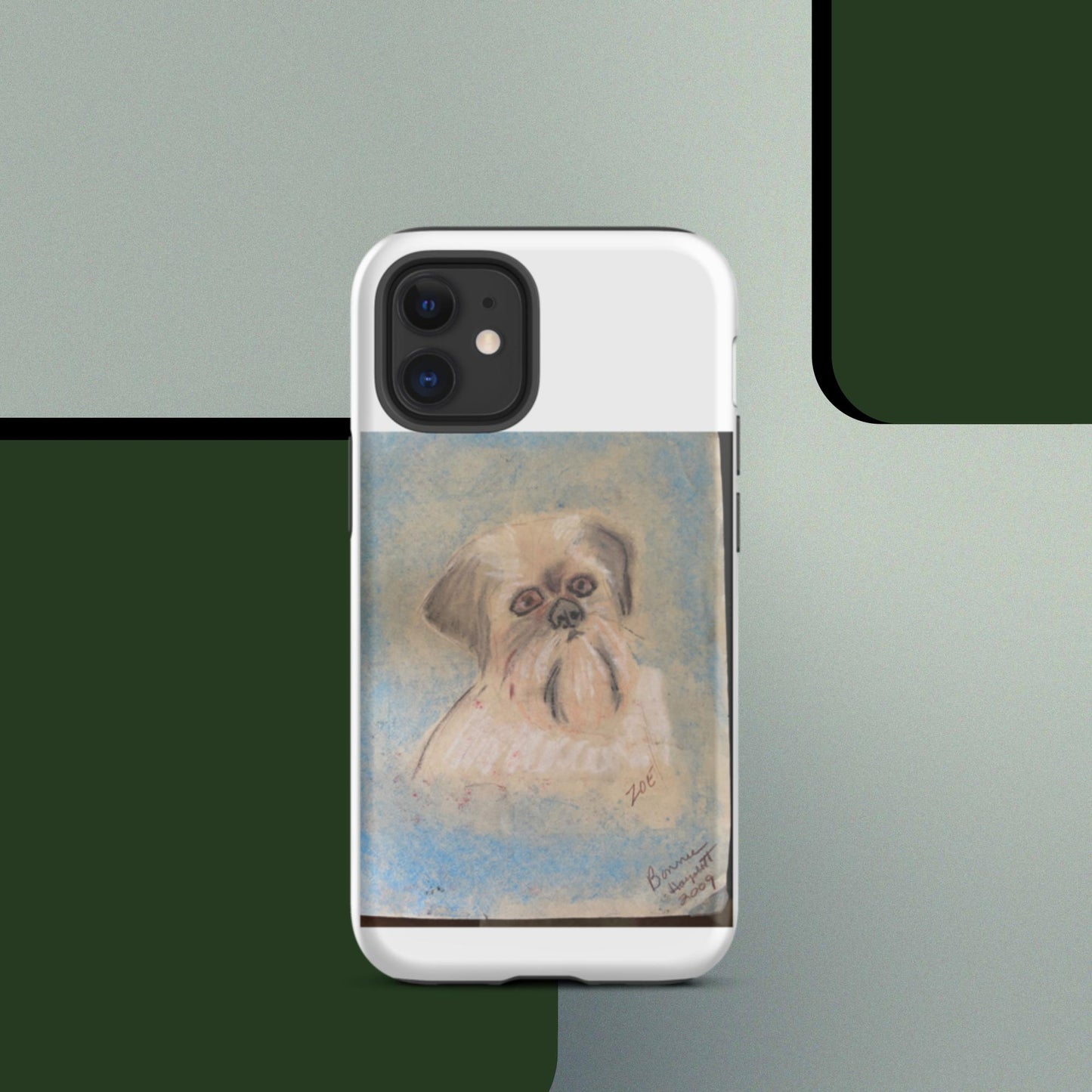 Tough iPhone case with original pet portrait