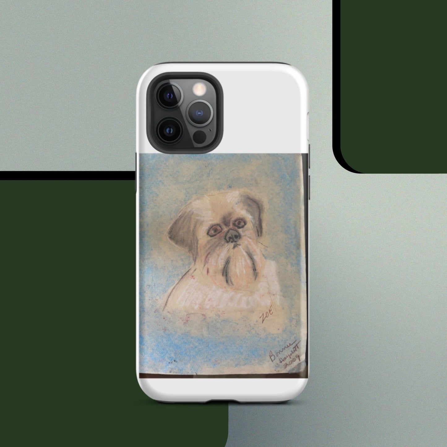 Tough iPhone case with original pet portrait