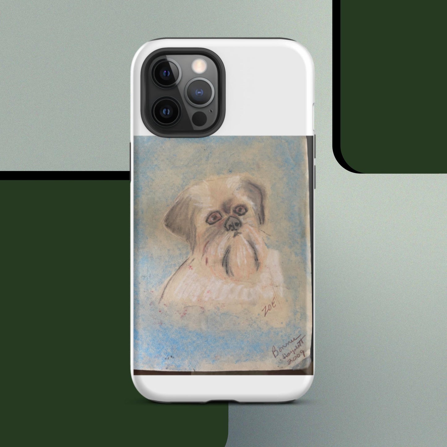 Tough iPhone case with original pet portrait