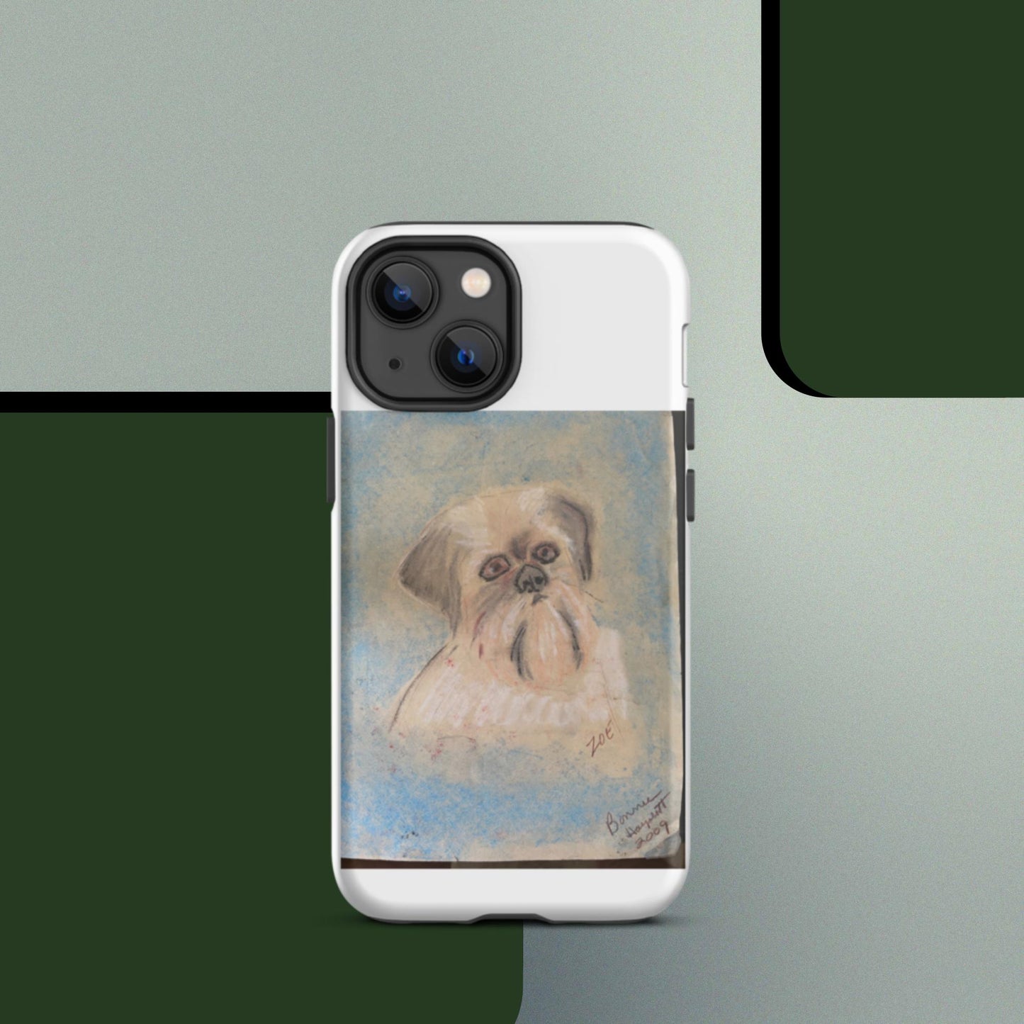 Tough iPhone case with original pet portrait