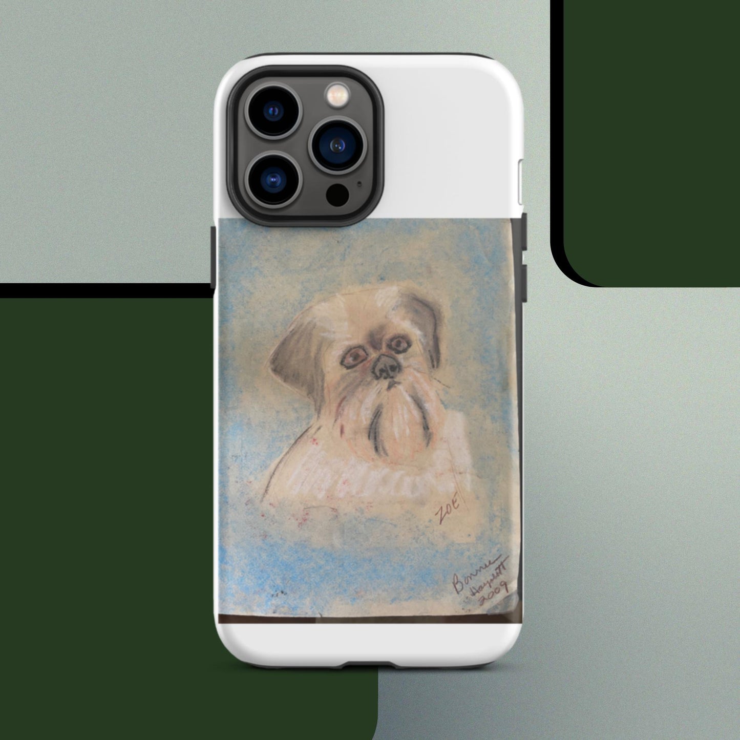 Tough iPhone case with original pet portrait